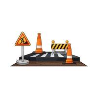 barriers with traffic cones in the middle of the road vector