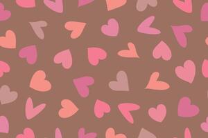 Seamless pattern with hearts. Modern abstract background with pink hearts in flat style. illustration on mocha mousse background. illustration vector