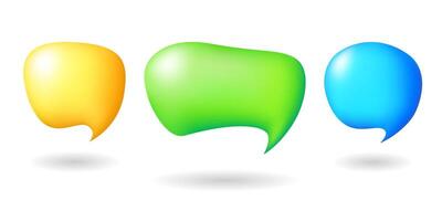 Set of bright 3D speech color bubbles isolated on white background. illustration vector