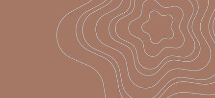 Trendy abstract banner template with wave lines on Mocha mousse background. Color of the Year 2025. vector