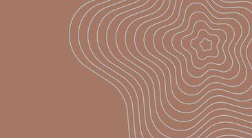 Trendy abstract banner template with waving lines on mocha mousse colored background. vector