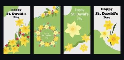 St davids day banners with daffodils vector