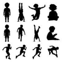 Silhouette of Boys Various Dynamic Pose vector