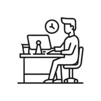 work with computer icon man worker symbol vector