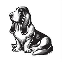 Ears and All Standing Basset Charm vector