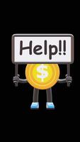 3D Money Coin Character Holding Help Sign Board Suitable For Asking Assistance And Support Concepts. Transparent Background. Alpha Background. Looping Animation. video