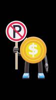 3D Money Coin Character Holding No Parking Sign Suitable For Parking Rules And Traffic Awareness Concepts. Transparent Background. Alpha Background. Looping Animation. video