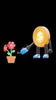 3D Money Coin Character Watering A Flower Pot Suitable For Gardening And Eco Friendly Concepts. Transparent Background. Alpha Background. Looping Animation. video