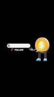 3D Money Coin Character Promoting Social Media Follow Button Perfect For Digital Campaigns And Branding. Transparent Background. Alpha Background. Looping Animation. video