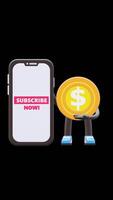 3D Money Coin Character Holding Smartphone With Subscribe Now Text Animation Ideal For Digital Marketing And Social Media Promotions. Transparent Background. Alpha Background. Looping Animation. video