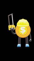 3D Money Coin Character Holding A Hacksaw Suitable For Construction And Repair Themes. Transparent Background. Alpha Background. Looping Animation. video