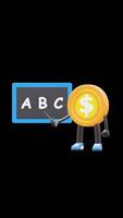 3D Money Coin Character Teaching ABC Letters On Blackboard Suitable For Educational And Learning Content. Transparent Background. Alpha Background. Looping Animation. video