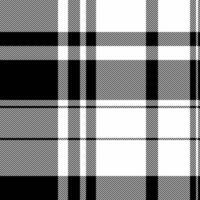 Self check seamless plaid, curved texture pattern. Vintage fabric background textile tartan in black and white colors. vector