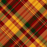 Comfort seamless plaid fabric, rug textile check background. Halloween tartan pattern texture in maroon and amber colors. vector