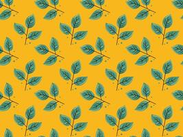 Hand drawn floral pattern design. Simple ornament with plant and leaf. vector