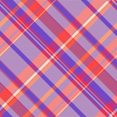 Pixel tartan plaid textile, folk fabric background pattern. Vogue texture seamless check in indigo and peach puff colors.