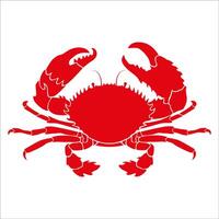 Simple, red silhouette of a crab is depicted against a white background. vector