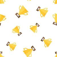 A repeating pattern of simple, gold trophy cup icons on a white background creates a clean and celebratory design. vector
