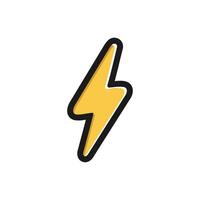 Yellow simple flat Thunder and Bolt Lighting Flash symbol vector
