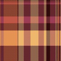Trousers textile check tartan, hounds plaid background. Aged pattern seamless fabric texture in orange and dark colors. vector
