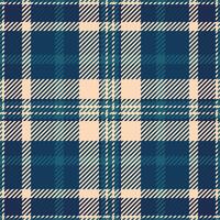 Harvest background plaid seamless, twill check tartan fabric. Scrapbooking pattern textile texture in cyan and peach puff colors. vector