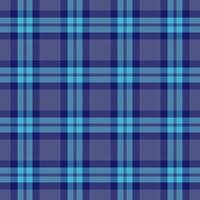 Aged fabric textile tartan, 50s check pattern . Picnic blanket texture background seamless plaid in blue and cyan colors. vector
