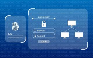 Background of cyber security technology protection on devices with fingerprint systems vector