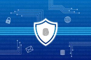 Background of cyber security technology protection with fingerprint shield system vector