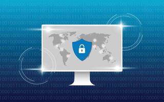 Background of cyber security technology protection on devices vector
