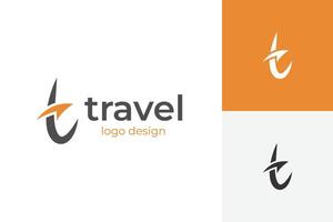 Travel simple logo icon design with arrow plane for logistic, travel, start up brand identity logo vector