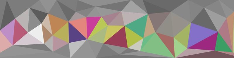 A sleek low-poly design featuring muted gray tones with colorful geometric accents in the center, perfect for modern backgrounds or banners. vector