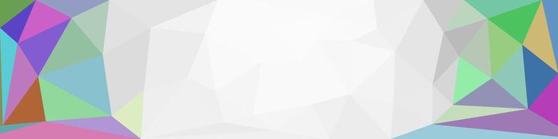 A vibrant low-poly design with colorful geometric shapes framing a clean white center, ideal for banners or backgrounds. vector
