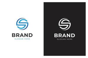 letter s tech logo icon design with circle line shape line style for brand identity logo template vector
