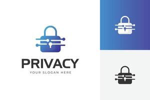 digital security logo with padlock technology graphic symbol icon design illustration vector