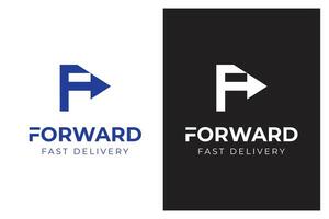 Forward logo with letter f and arrow right icon design for logistic, finance and shipping logo template vector
