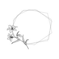 A drawing of a flower with a geometric frame vector