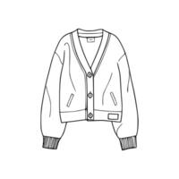 A drawing of a sweater with a button down collar vector