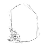 A flower is drawn in a frame with a line vector