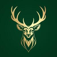 3d gold deer head trophy shiny logodesign vector