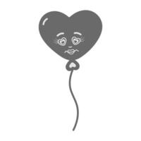 Heart shaped balloon Doodle cute character in grayscale. Black Day greeting design element concept. Isolated illustration Thematic card, posting, blogging or web promo leaflet, price tag, label vector