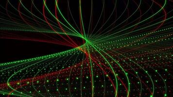 Abstract Green Lines and Dots on Black Background video