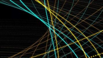 Abstract geometric design with yellow dots and lines on black background video