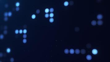 Bright blue shiny glowing halftone dots on dark digital abstract background able for business purpose. Fading minimalist sci fi wall grid pattern. 4k 60fps looped graphic. video