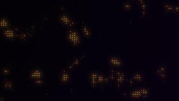 Digital orange glowing halftone motion abstract light bulbs disco wall background. Bright dots flowing backdrop and pixel stripped animation. 4k 60fps looped graphic. video