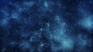 Abstract flow of blue glowing realistic bokeh particles shining like a blue sea. Molecules on surface. Air bubbles in the water depths. Futuristic glitter in space on dark background. 4k 60fps looped. video