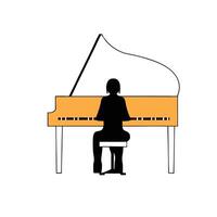 A person is sitting at a piano with a white background vector