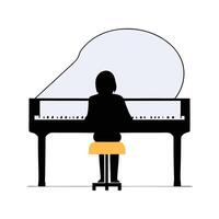 A person is sitting at a piano and playing vector