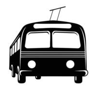 A black and white illustration of a bus vector