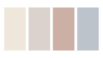Ivory, Sand Dollar, Dusty Rose, Gray color palette. Set of bright color palette combination in rgb hex. Color palette for ui ux design. Abstract illustration for your graphic design, banner, poster vector