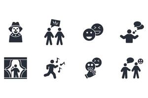 Comedy icon set..Editable stroke.linear style sign for use web design,logo.Symbol illustration. vector